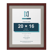 Mahogany 24 x 20 inch picture frame with a Dawn Grey mount for a 20 x 16 inch photo