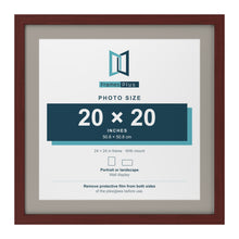 Mahogany 24 x 24 inch picture frame with a Dawn Grey mount for a 20 x 20 inch photo