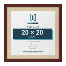 Mahogany 24 x 24 inch picture frame with an ivory mount for a 20 x 20 inch photo