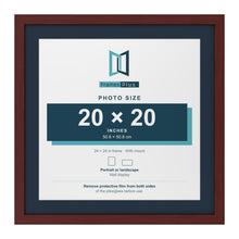 Mahogany 24 x 24 inch picture frame with a Pacific Blue mount for a 20 x 20 inch photo