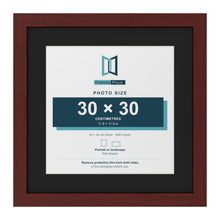 Mahogany 40 x 40 cm picture frame with a black mount for a 30 x 30 cm photo