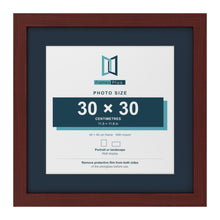 Mahogany 40 x 40 cm picture frame with a Pacific Blue mount for a 30 x 30 cm photo