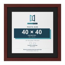 Mahogany 50 x 50 cm picture frame with a black mount for a 40 x 40 cm photo