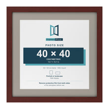 Mahogany 50 x 50 cm picture frame with a Dawn Grey mount for a 40 x 40 cm photo