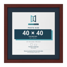 Mahogany 50 x 50 cm picture frame with a Pacific Blue mount for a 40 x 40 cm photo