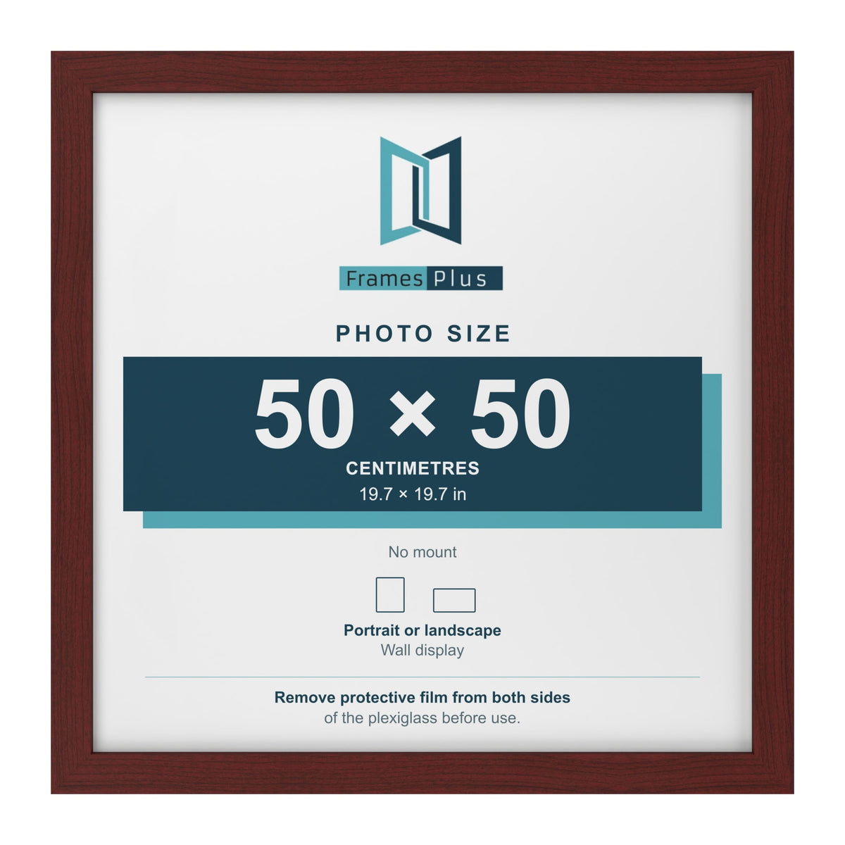 Mahogany picture frame for a 50 x 50 cm photo