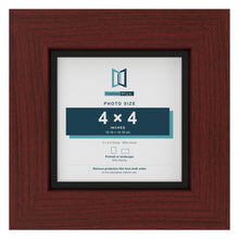 Mahogany 5 x 5 inch picture frame with a black mount for a 4 x 4 inch photo