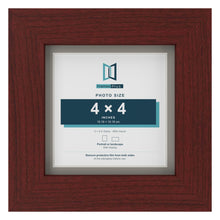 Mahogany 5 x 5 inch picture frame with a Dawn Grey mount for a 4 x 4 inch photo