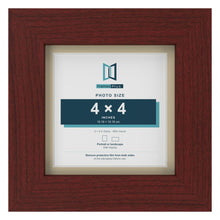 Mahogany 5 x 5 inch picture frame with an ivory mount for a 4 x 4 inch photo