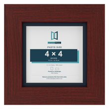 Mahogany 5 x 5 inch picture frame with a Pacific Blue mount for a 4 x 4 inch photo