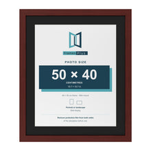 Mahogany 60 x 50 cm picture frame with a black mount for a 50 x 40 cm photo