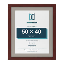Mahogany 60 x 50 cm picture frame with a Dawn Grey mount for a 50 x 40 cm photo
