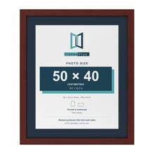 Mahogany 60 x 50 cm picture frame with a Pacific Blue mount for a 50 x 40 cm photo
