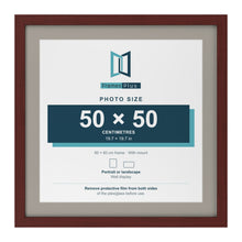 Mahogany 60 x 60 cm picture frame with a Dawn Grey mount for a 50 x 50 cm photo