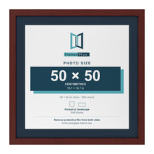 Mahogany 60 x 60 cm picture frame with a Pacific Blue mount for a 50 x 50 cm photo