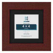 Mahogany 6 x 6 inch picture frame with a black mount for a 4 x 4 inch photo