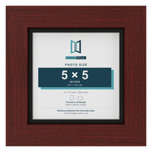 Mahogany 6 x 6 inch picture frame with a black mount for a 5 x 5 inch photo