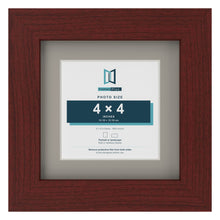 Mahogany 6 x 6 inch picture frame with a Dawn Grey mount for a 4 x 4 inch photo