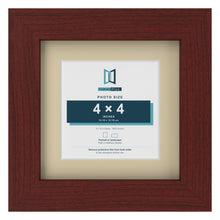 Mahogany 6 x 6 inch picture frame with an ivory mount for a 4 x 4 inch photo