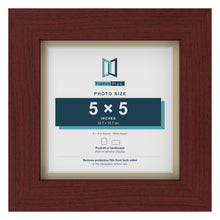 Mahogany 6 x 6 inch picture frame with an ivory mount for a 5 x 5 inch photo