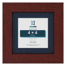 Mahogany 6 x 6 inch picture frame with a Pacific Blue mount for a 4 x 4 inch photo