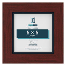 Mahogany 6 x 6 inch picture frame with a Pacific Blue mount for a 5 x 5 inch photo