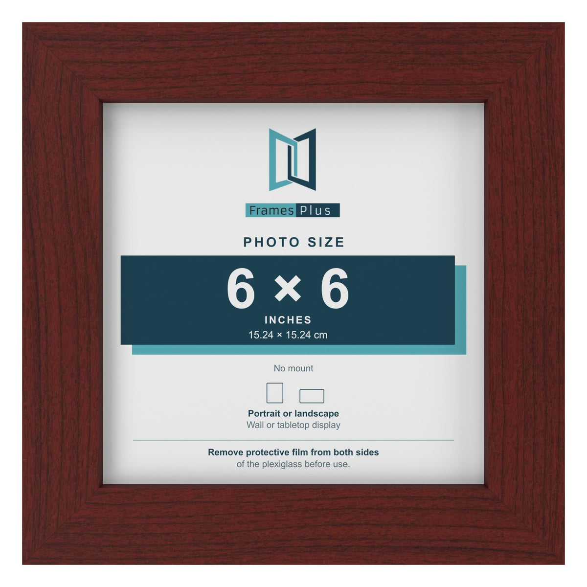 Mahogany picture frame for a 6 x 6 inch photo