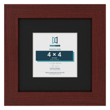Mahogany 7 x 7 inch picture frame with a black mount for a 4 x 4 inch photo
