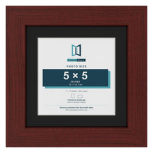 Mahogany 7 x 7 inch picture frame with a black mount for a 5 x 5 inch photo