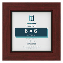 Mahogany 7 x 7 inch picture frame with a black mount for a 6 x 6 inch photo