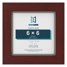 Mahogany 7 x 7 inch picture frame with a Dawn Grey mount for a 6 x 6 inch photo