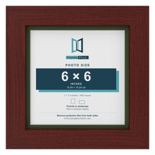 Mahogany 7 x 7 inch picture frame with a green mount for a 6 x 6 inch photo