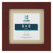 Mahogany 7 x 7 inch picture frame with an ivory mount for a 5 x 5 inch photo
