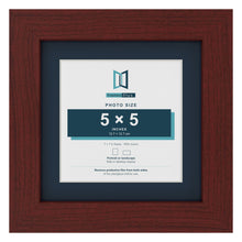 Mahogany 7 x 7 inch picture frame with a Pacific Blue mount for a 5 x 5 inch photo
