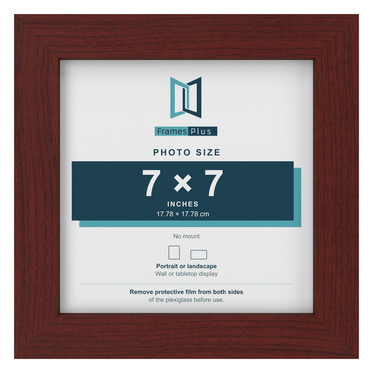 Mahogany picture frame for a 7 x 7 inch photo