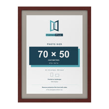 Mahogany 80 x 60 cm picture frame with a Dawn Grey mount for a 70 x 50 cm photo