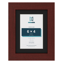 Mahogany 8 x 6 inch picture frame with a black mount for a 6 x 4 inch photo