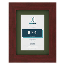 Mahogany 8 x 6 inch picture frame with a green mount for a 6 x 4 inch photo