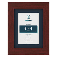 Mahogany 8 x 6 inch picture frame with a Pacific Blue mount for a 6 x 4 inch photo