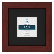Mahogany 8 x 8 inch picture frame with a black mount for a 4 x 4 inch photo