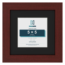Mahogany 8 x 8 inch picture frame with a black mount for a 5 x 5 inch photo