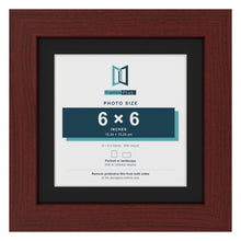 Mahogany 8 x 8 inch picture frame with a black mount for a 6 x 6 inch photo