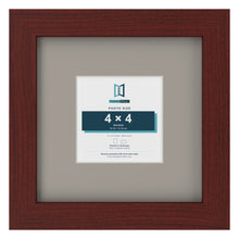Mahogany 8 x 8 inch picture frame with a Dawn Grey mount for a 4 x 4 inch photo