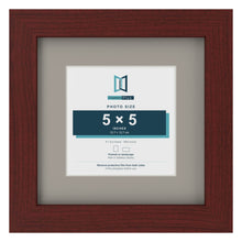 Mahogany 8 x 8 inch picture frame with a Dawn Grey mount for a 5 x 5 inch photo