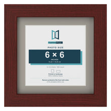 Mahogany 8 x 8 inch picture frame with a Dawn Grey mount for a 6 x 6 inch photo