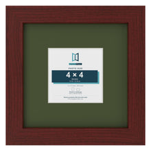 Mahogany 8 x 8 inch picture frame with a green mount for a 4 x 4 inch photo