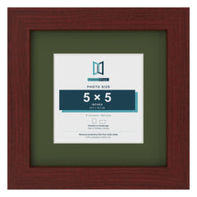 Mahogany 8 x 8 inch picture frame with a green mount for a 5 x 5 inch photo