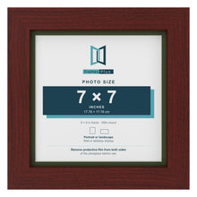 Mahogany 8 x 8 inch picture frame with a green mount for a 7 x 7 inch photo