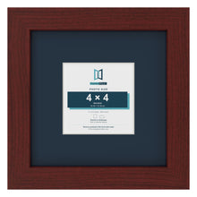 Mahogany 8 x 8 inch picture frame with a Pacific Blue mount for a 4 x 4 inch photo