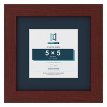 Mahogany 8 x 8 inch picture frame with a Pacific Blue mount for a 5 x 5 inch photo